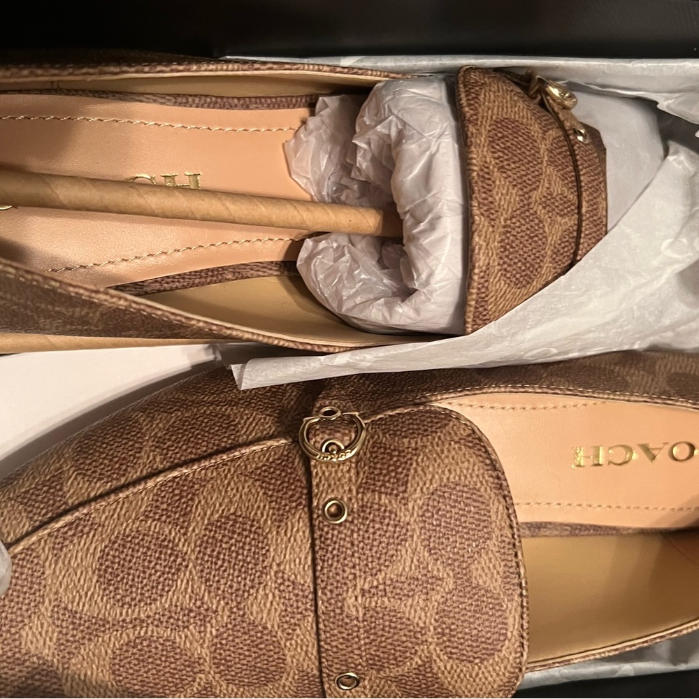 Coach Leather Loafers. Tan and Cream is the color. New in box.